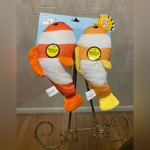 Squeaky Fish Dog Toy - Orange and White